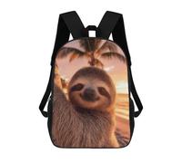sinyumoney Sac À Dos Scolaire Cute Sloth on A Tropical Beach Sunset Sac À Dos Scolaire Enfant Imprimé En 3D, Sac De Voyage Tendance, Sac D'école Garçon 17inch