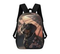 sinyumoney Sac À Dos Scolaire Dachshund Japanese Kimono Sac À Livres Pour Garçons Et Filles Sac D'école Sac Pour L'université Sac De Voyage D'affaires Sac De Travail 17inch
