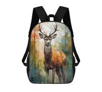 sinyumoney Sac À Dos Scolaire Deer in Abstract Forest Sac À Dos Scolaire Enfant Imprimé En 3D, Sac De Voyage Tendance, Sac D'école Garçon 17inch