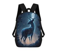 sinyumoney Sac À Dos Scolaire Enchanted Forest Deer Moonlit Night Sac À Dos Scolaire Enfant Imprimé En 3D, Sac De Voyage Tendance, Sac D'école Garçon 17inch