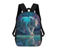 sinyumoney Sac À Dos Scolaire Enfant 17 Pouces Amazon Jungle White Tiger Sac D'école Imprimé En 3D Pour Garçons (primaire Et Collège)
