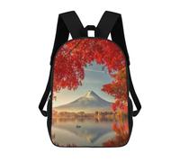 sinyumoney Sac À Dos Scolaire Enfant 17 Pouces Autumn Colors Fuji Mountain Sac D'école Imprimé En 3D Pour Garçons (primaire Et Collège)
