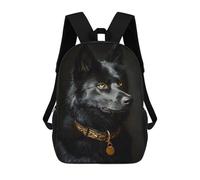 sinyumoney Sac À Dos Scolaire Enfant 17 Pouces Black & Gold Husky Sac D'école Imprimé En 3D Pour Garçons (primaire Et Collège)