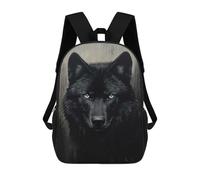 sinyumoney Sac À Dos Scolaire Enfant 17 Pouces Black Wolf Portrait Sac D'école Imprimé En 3D Pour Garçons (primaire Et Collège)