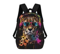 sinyumoney Sac À Dos Scolaire Enfant 17 Pouces Cheetah Colorful Sac D'école Imprimé En 3D Pour Garçons (primaire Et Collège)