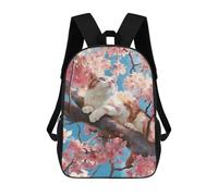 sinyumoney Sac À Dos Scolaire Enfant 17 Pouces Cherry Blossom Cat Art Print Sac D'école Imprimé En 3D Pour Garçons (primaire Et Collège)