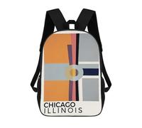 sinyumoney Sac À Dos Scolaire Enfant 17 Pouces Chicago Illinois Poster Sac D'école Imprimé En 3D Pour Garçons (primaire Et Collège)