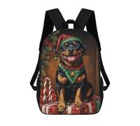 sinyumoney Sac À Dos Scolaire Enfant 17 Pouces Christmas Rottweiler with Presents Sac D'école Imprimé En 3D Pour Garçons (primaire Et Collège)