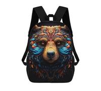sinyumoney Sac À Dos Scolaire Enfant 17 Pouces Colorful Bear Mandala Art Print Sac D'école Imprimé En 3D Pour Garçons (primaire Et Collège)