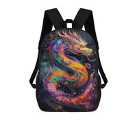 sinyumoney Sac À Dos Scolaire Enfant 17 Pouces Colorful Dragon Art Print-24 Sac D'école Imprimé En 3D Pour Garçons (primaire Et Collège)