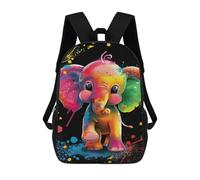 sinyumoney Sac À Dos Scolaire Enfant 17 Pouces Colorful Elephant Art Print-5 Sac D'école Imprimé En 3D Pour Garçons (primaire Et Collège)