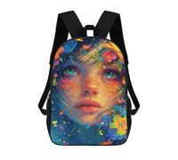 sinyumoney Sac À Dos Scolaire Enfant 17 Pouces Colorful Fantasy Floral Artwork Sac D'école Imprimé En 3D Pour Garçons (primaire Et Collège)