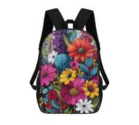 sinyumoney Sac À Dos Scolaire Enfant 17 Pouces Colorful Flower Bouquet Painting-5 Sac D'école Imprimé En 3D Pour Garçons (primaire Et Collège)