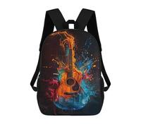 sinyumoney Sac À Dos Scolaire Enfant 17 Pouces Colorful Guitar Artwork Sac D'école Imprimé En 3D Pour Garçons (primaire Et Collège)