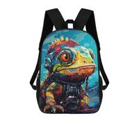 sinyumoney Sac À Dos Scolaire Enfant 17 Pouces Colorful Lizard Astronaut Art Print Sac D'école Imprimé En 3D Pour Garçons (primaire Et Collège)