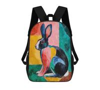 sinyumoney Sac À Dos Scolaire Enfant 17 Pouces Colorful Rabbit Painting Artwork Sac D'école Imprimé En 3D Pour Garçons (primaire Et Collège)