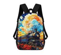 sinyumoney Sac À Dos Scolaire Enfant 17 Pouces Colorful Train Journey Sac D'école Imprimé En 3D Pour Garçons (primaire Et Collège)