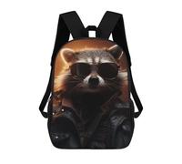 sinyumoney Sac À Dos Scolaire Enfant 17 Pouces Cool Raccoon Sunglasses Sac D'école Imprimé En 3D Pour Garçons (primaire Et Collège)