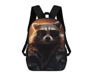 sinyumoney Sac À Dos Scolaire Enfant 17 Pouces Cool Raccoon Sunglasses Sac D'école Imprimé En 3D Pour Garçons (primaire Et Collège)