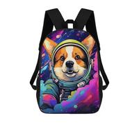 sinyumoney Sac À Dos Scolaire Enfant 17 Pouces Corgi Astronaut in Space -1 Sac D'école Imprimé En 3D Pour Garçons (primaire Et Collège)