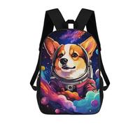 sinyumoney Sac À Dos Scolaire Enfant 17 Pouces Corgi Astronaut in Space -25 Sac D'école Imprimé En 3D Pour Garçons (primaire Et Collège)