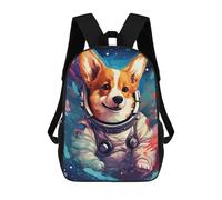 sinyumoney Sac À Dos Scolaire Enfant 17 Pouces Corgi Astronaut in Space -3 Sac D'école Imprimé En 3D Pour Garçons (primaire Et Collège)