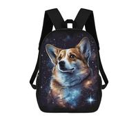 sinyumoney Sac À Dos Scolaire Enfant 17 Pouces Corgi in Space T-Shirt Sac D'école Imprimé En 3D Pour Garçons (primaire Et Collège)