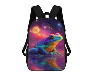 sinyumoney Sac À Dos Scolaire Enfant 17 Pouces Cosmic Frog Reflection-1 Sac D'école Imprimé En 3D Pour Garçons (primaire Et Collège)