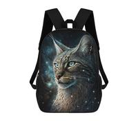 sinyumoney Sac À Dos Scolaire Enfant 17 Pouces Cosmic Lynx Portrait-5 Sac D'école Imprimé En 3D Pour Garçons (primaire Et Collège)