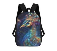 sinyumoney Sac À Dos Scolaire Enfant 17 Pouces Cosmic Peacock Art Print Sac D'école Imprimé En 3D Pour Garçons (primaire Et Collège)