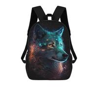sinyumoney Sac À Dos Scolaire Enfant 17 Pouces Cosmic Wolf Portrait-15 Sac D'école Imprimé En 3D Pour Garçons (primaire Et Collège)