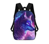 sinyumoney Sac À Dos Scolaire Enfant 17 Pouces Cosmic Wolf Portrait Art Print Sac D'école Imprimé En 3D Pour Garçons (primaire Et Collège)