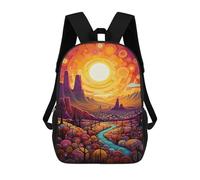 sinyumoney Sac À Dos Scolaire Enfant 17 Pouces Desert Sunset Fantasy Landscape Sac D'école Imprimé En 3D Pour Garçons (primaire Et Collège)