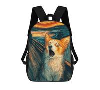 sinyumoney Sac À Dos Scolaire Enfant 17 Pouces Dog in Scream Painting -1 Sac D'école Imprimé En 3D Pour Garçons (primaire Et Collège)