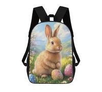 sinyumoney Sac À Dos Scolaire Enfant 17 Pouces Easter Bunny with Eggs-2 Sac D'école Imprimé En 3D Pour Garçons (primaire Et Collège)