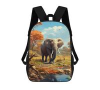 sinyumoney Sac À Dos Scolaire Enfant 17 Pouces Elephant in Autumn Forest Sac D'école Imprimé En 3D Pour Garçons (primaire Et Collège)