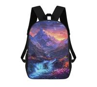 sinyumoney Sac À Dos Scolaire Enfant 17 Pouces Enchanted Mountain Valley Sunset Sac D'école Imprimé En 3D Pour Garçons (primaire Et Collège)