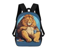 sinyumoney Sac À Dos Scolaire Enfant 17 Pouces Fat Lion Funny Animal Sac D'école Imprimé En 3D Pour Garçons (primaire Et Collège)