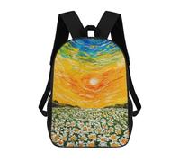 sinyumoney Sac À Dos Scolaire Enfant 17 Pouces Field of Daisies Sac D'école Imprimé En 3D Pour Garçons (primaire Et Collège)