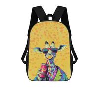 sinyumoney Sac À Dos Scolaire Enfant 17 Pouces Giraffe Drinking Soda Pop Sac D'école Imprimé En 3D Pour Garçons (primaire Et Collège)