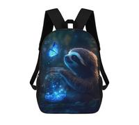sinyumoney Sac À Dos Scolaire Enfant 17 Pouces Glowing Butterfly Sloth Sac D'école Imprimé En 3D Pour Garçons (primaire Et Collège)