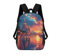 sinyumoney Sac À Dos Scolaire Enfant 17 Pouces Golden Domes Reflecting Twilight's Glow Sac D'école Imprimé En 3D Pour Garçons (primaire Et Collège)