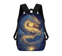 sinyumoney Sac À Dos Scolaire Enfant 17 Pouces Golden Dragon Moonlit Night Sac D'école Imprimé En 3D Pour Garçons (primaire Et Collège)