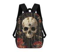 sinyumoney Sac À Dos Scolaire Enfant 17 Pouces Gothic Skull Wall Art Decor Sac D'école Imprimé En 3D Pour Garçons (primaire Et Collège)