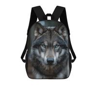 sinyumoney Sac À Dos Scolaire Enfant 17 Pouces Gray Wolf with Blue Eyes -1 Sac D'école Imprimé En 3D Pour Garçons (primaire Et Collège)