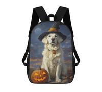 sinyumoney Sac À Dos Scolaire Enfant 17 Pouces Halloween Dog with Jack-o'-Lantern-5 Sac D'école Imprimé En 3D Pour Garçons (primaire Et Collège)