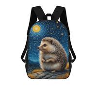 sinyumoney Sac À Dos Scolaire Enfant 17 Pouces Hedgehog Starry Night Sac D'école Imprimé En 3D Pour Garçons (primaire Et Collège)