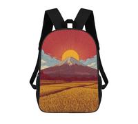 sinyumoney Sac À Dos Scolaire Enfant 17 Pouces Japanese Mount Fuji Sunset Sac D'école Imprimé En 3D Pour Garçons (primaire Et Collège)
