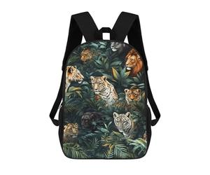 sinyumoney Sac À Dos Scolaire Enfant 17 Pouces Jungle Cats in Amazon Rainforest Sac D'école Imprimé En 3D Pour Garçons (primaire Et Collège)
