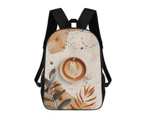 sinyumoney Sac À Dos Scolaire Enfant 17 Pouces Latte Art Sac D'école Imprimé En 3D Pour Garçons (primaire Et Collège)